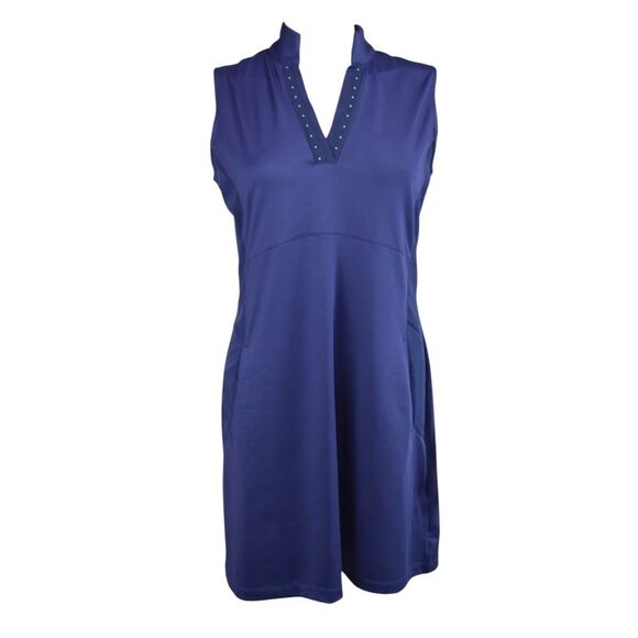 EP NY Sleeveless Dress in Blue with Stud Tape Trim size Small - Picture 7 of 8